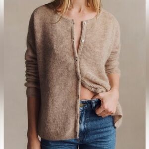 Sezane Gaspard Cardigan in Light Beige